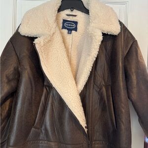 Scoop Women's Brown Teddy Jacket with Cream Lining